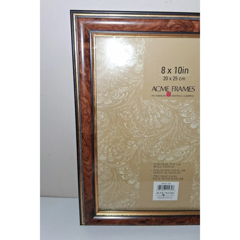 ACME 8x10 Picture Frame Burl Wood Look 12x10 Wall or Tabletop